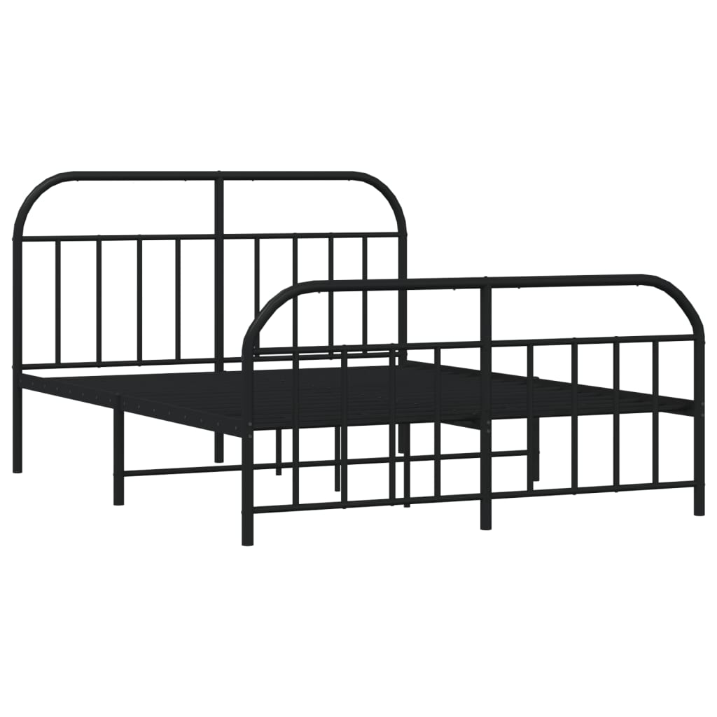 vidaXL Bedframe met hoofd- en voeteneinde metaal zwart 140x190 cm