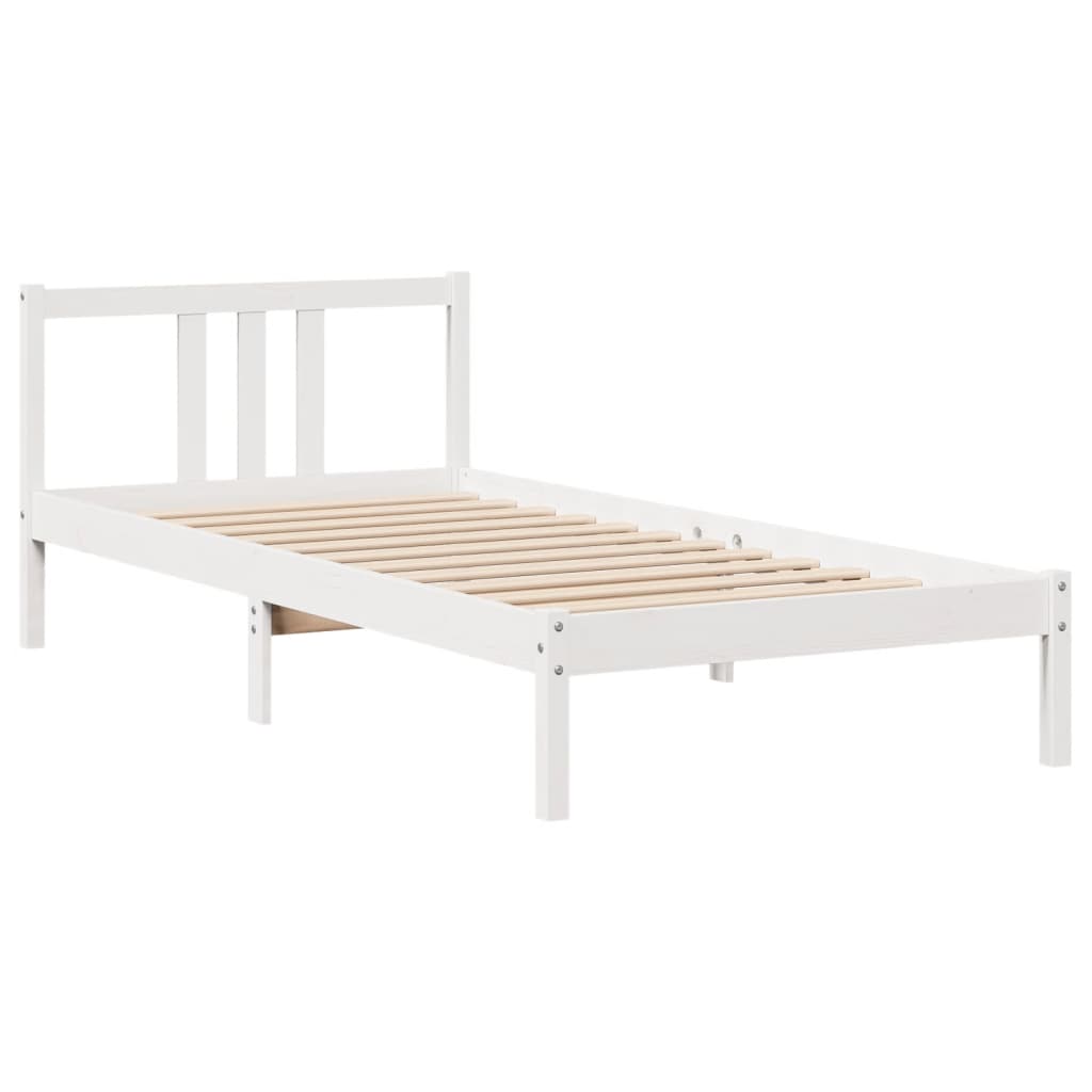 vidaXL Bedframe met hoofdeinde 100x200 cm massief grenenhout wit