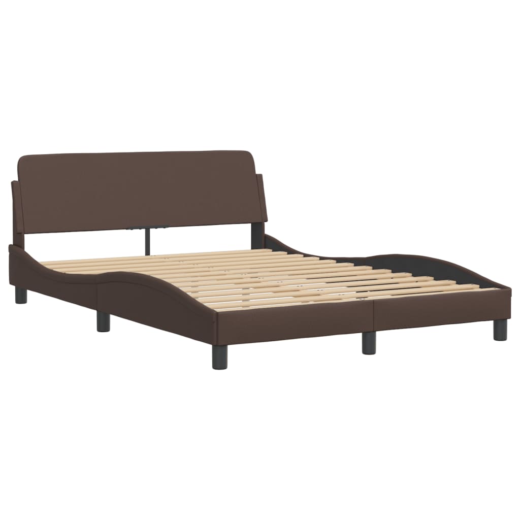 vidaXL Bed met matras kunstleer bruin 140x200 cm