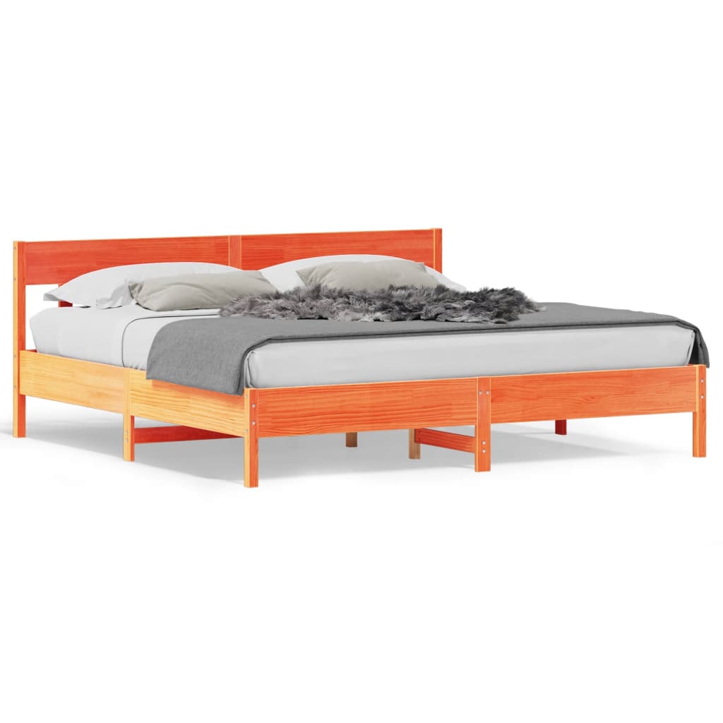 vidaXL Bedframe zonder matras massief grenenhout wasbruin 180x200 cm