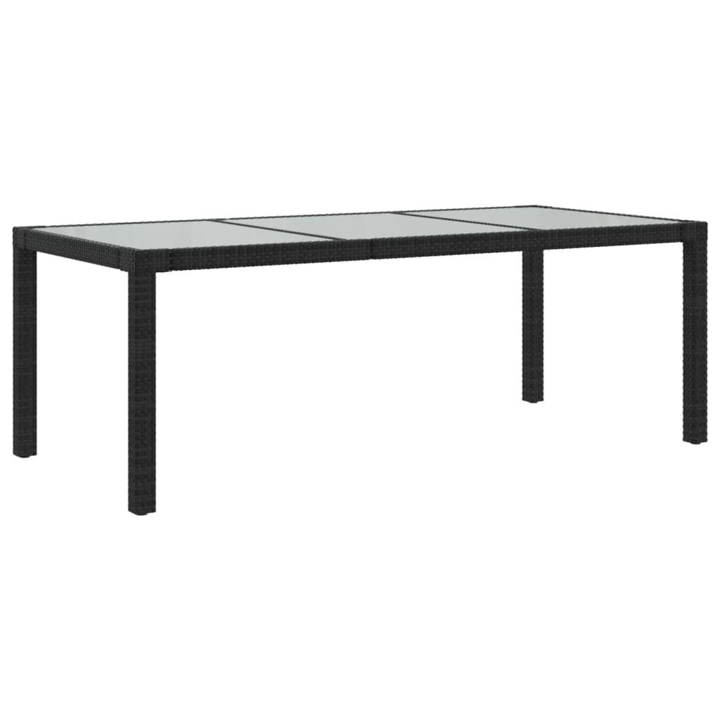 vidaXL Tuintafel 190x90x75 cm gehard glas en poly rattan black