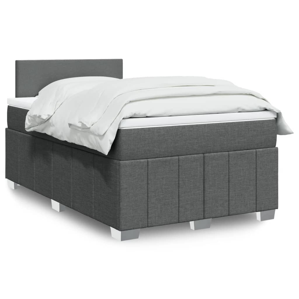 vidaXL Boxspring met matras stof donkergrijs 120x190 cm