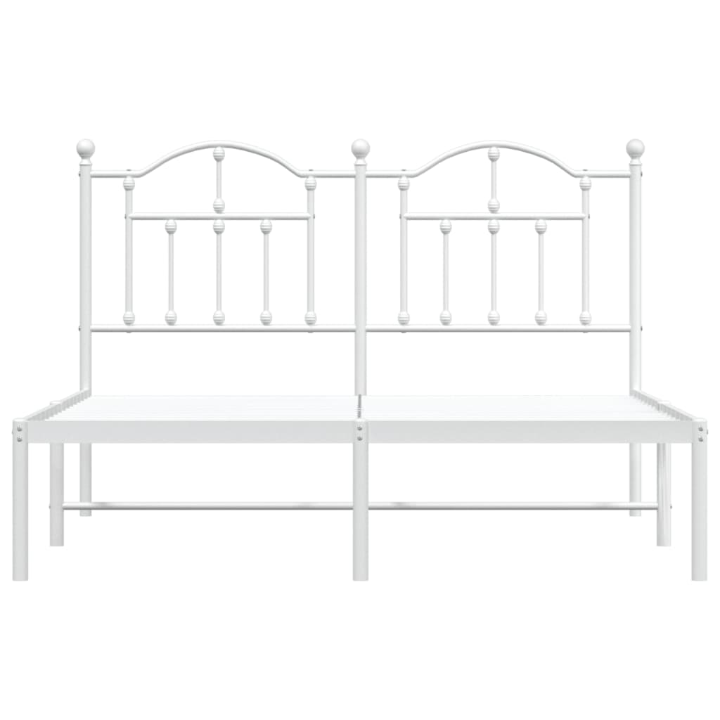 vidaXL Bedframe met hoofdbord metaal wit 150x200 cm