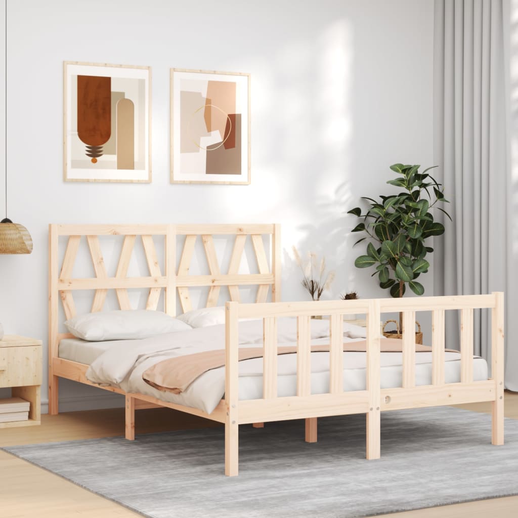 vidaXL Bedframe met hoofdbord massief hout