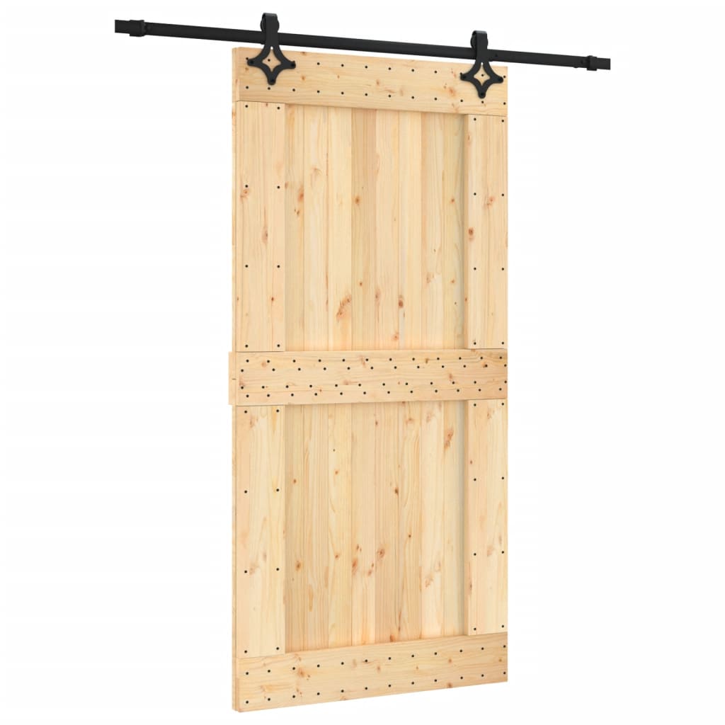 vidaXL Schuifdeur met beslag 100x210 cm massief grenenhout