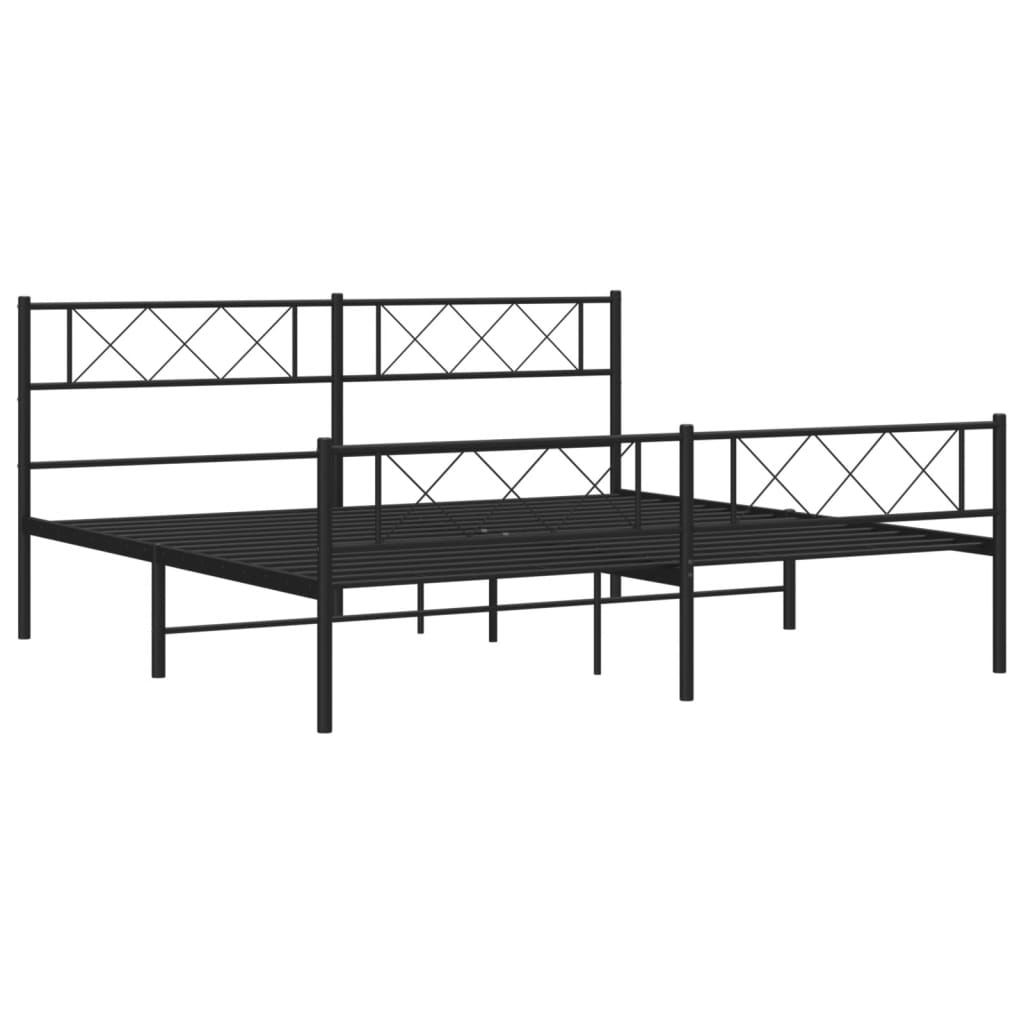 vidaXL Bedframe met hoofd- en voeteneinde metaal zwart 200x200 cm