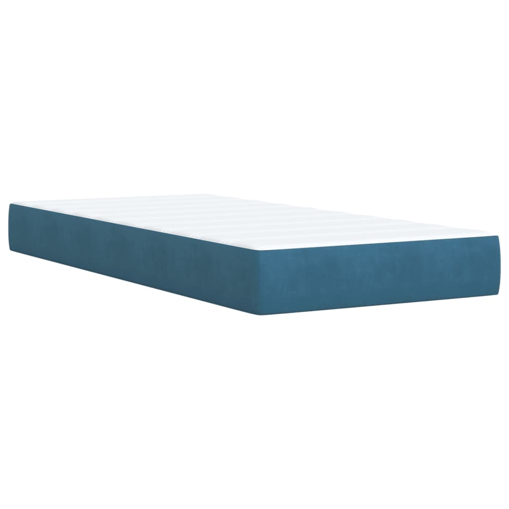 vidaXL Boxspring met matras fluweel donkerblauw 90x190 cm