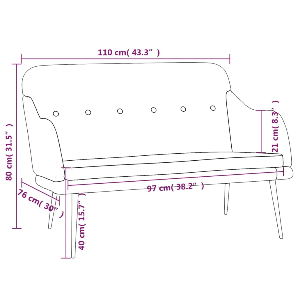 vidaXL Bankje 110x76x80 cm stof lichtgeel