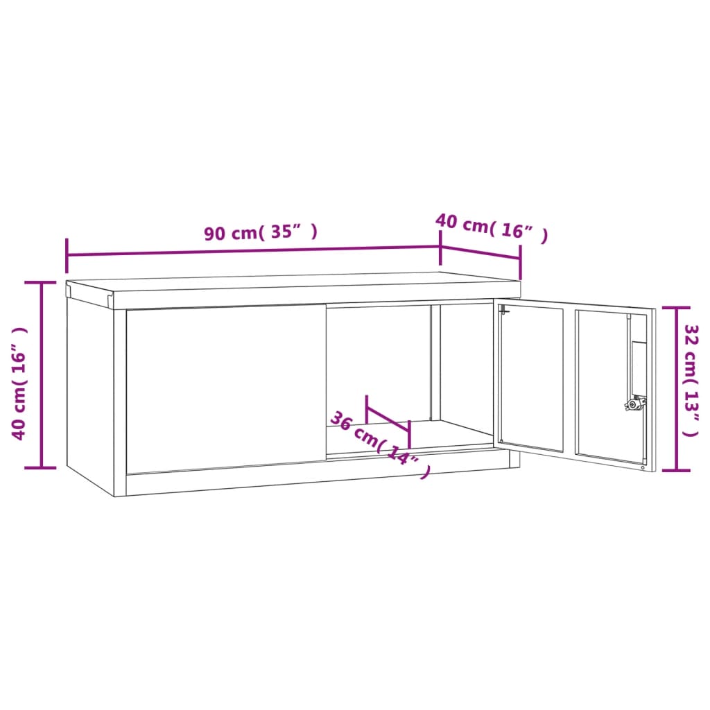 vidaXL Archiefkast 90x40x145 cm staal zwart