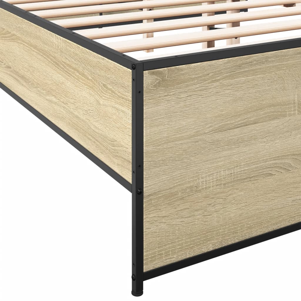 vidaXL Bedframe bewerkt hout metaal sonoma eikenkleurig 180x200 cm