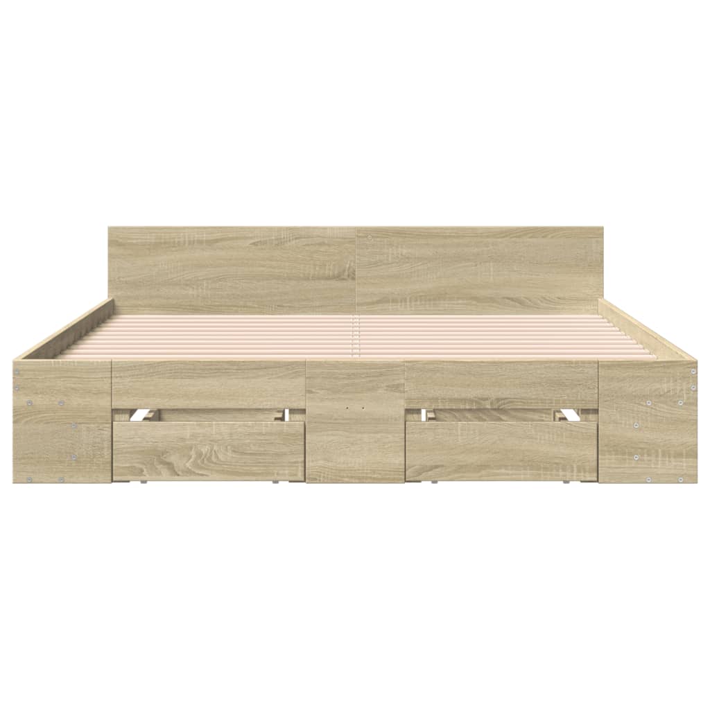 vidaXL Bedframe met lades bewerkt hout sonoma eikenkleurig 140x190 cm