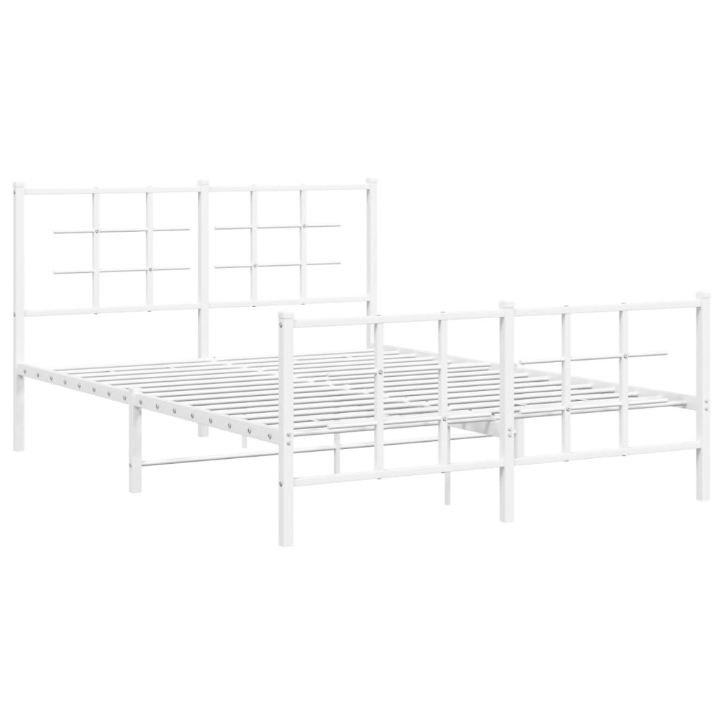 vidaXL Bedframe met hoofd- en voeteneinde metaal wit 140x190 cm