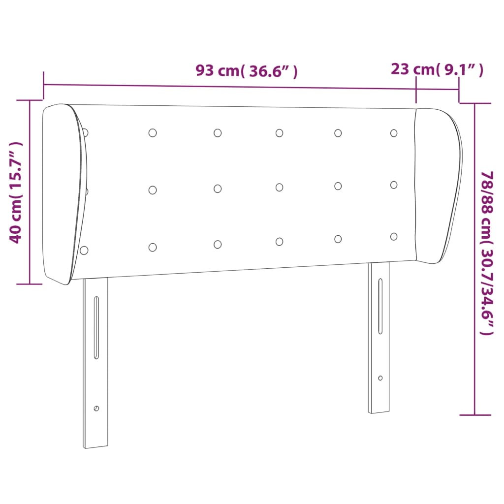 vidaXL Hoofdbord met randen 93x23x78/88 cm stof lichtgrijs