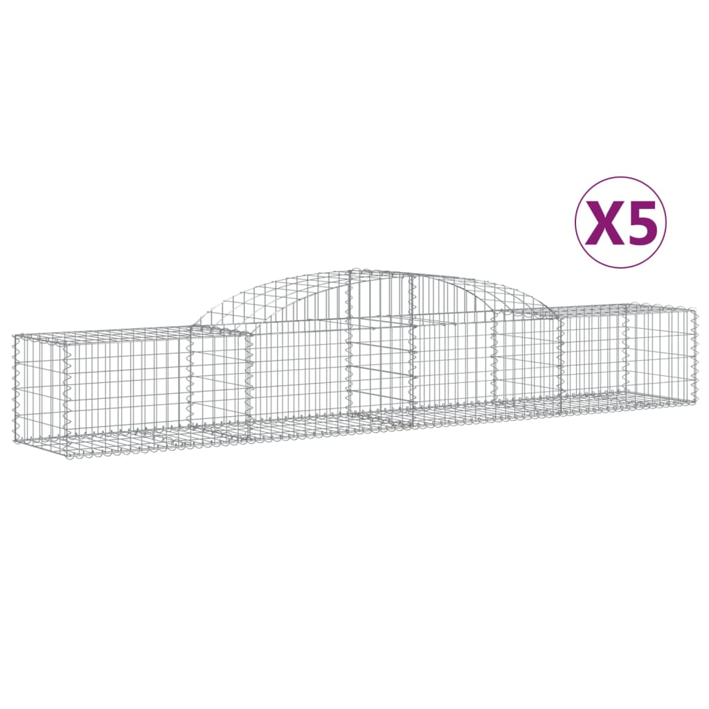 vidaXL Schanskorven 5 st gewelfd 300x50x40/60 cm gegalvaniseerd ijzer