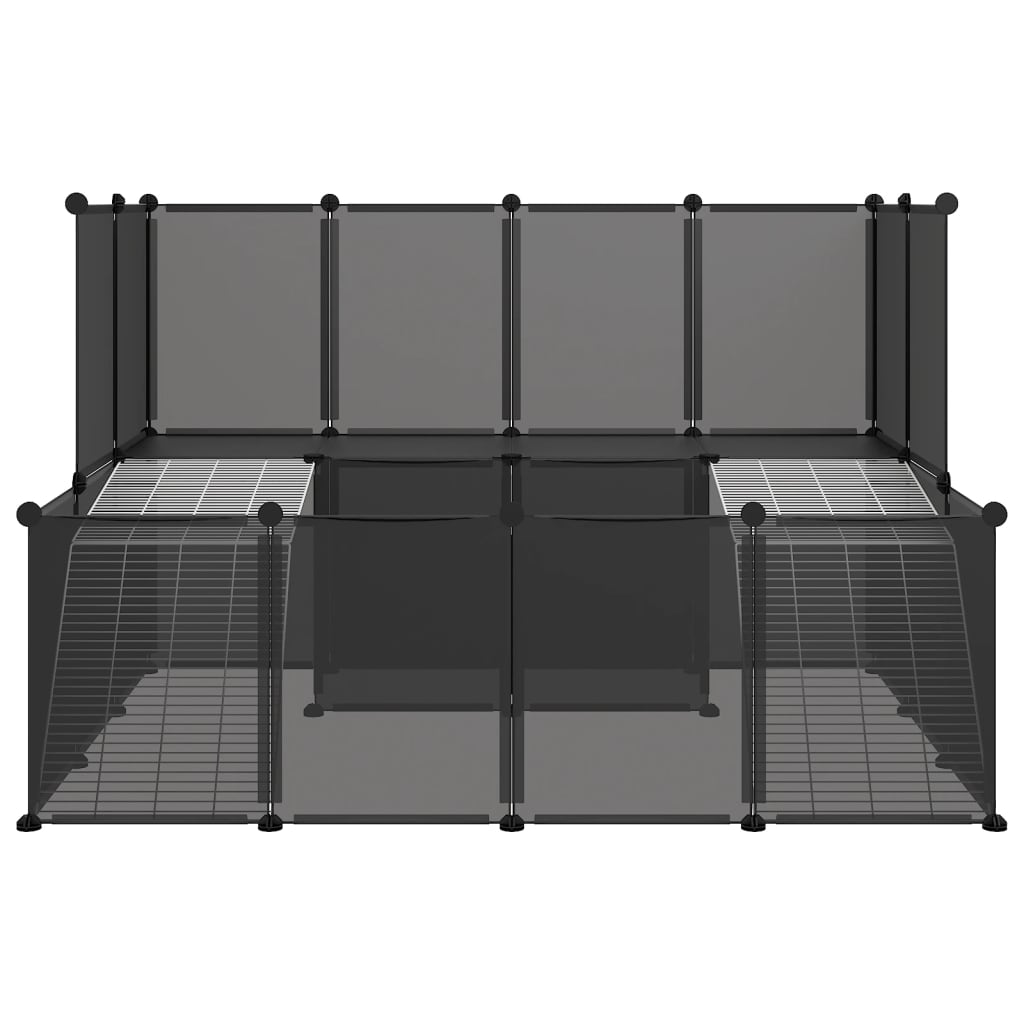 vidaXL Dierenhok klein 143x107x93 polypropeen en staal zwart