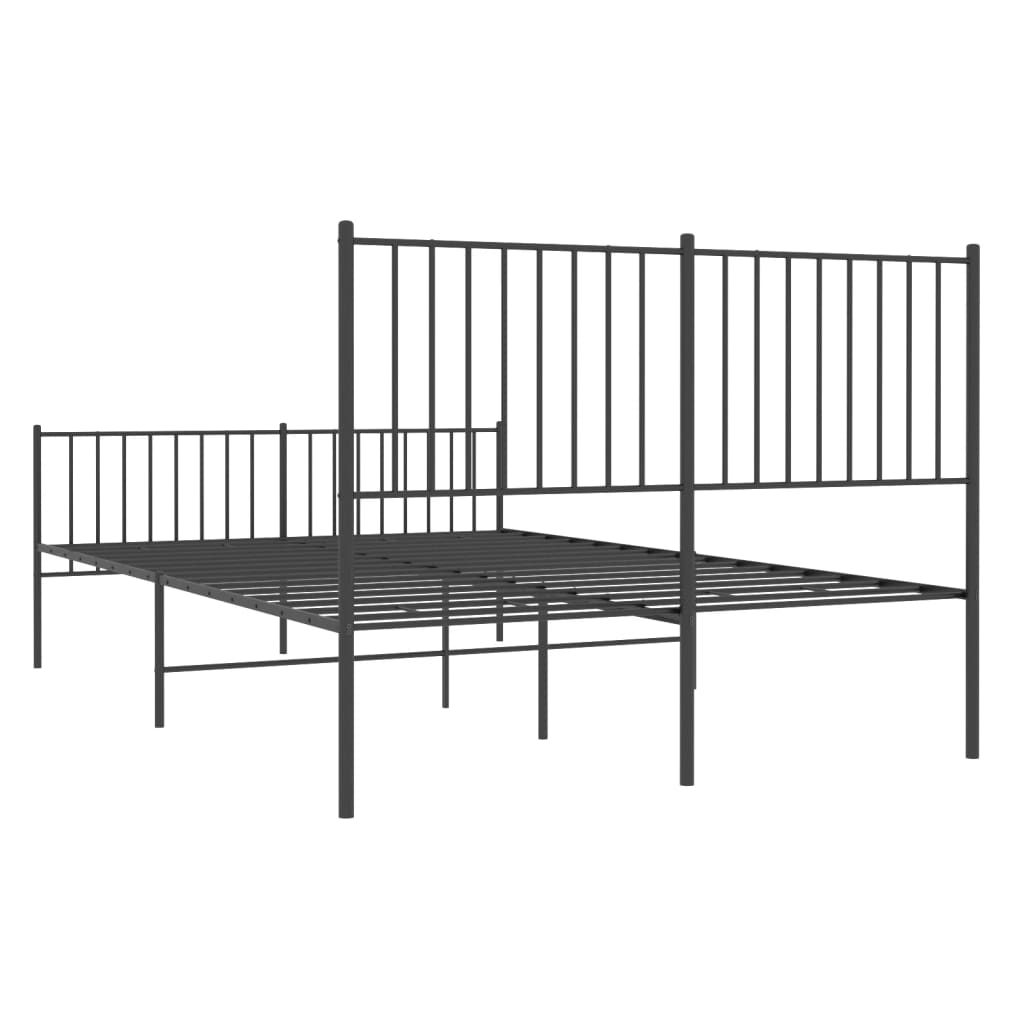 vidaXL Bedframe met hoofd- en voeteneinde metaal zwart 140x200 cm