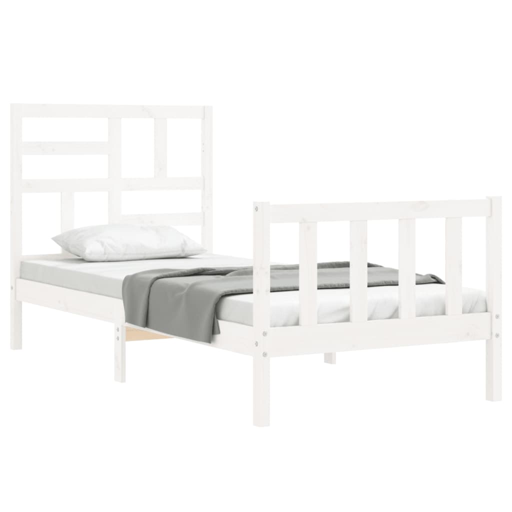 vidaXL Bedframe met hoofdbord massief hout wit