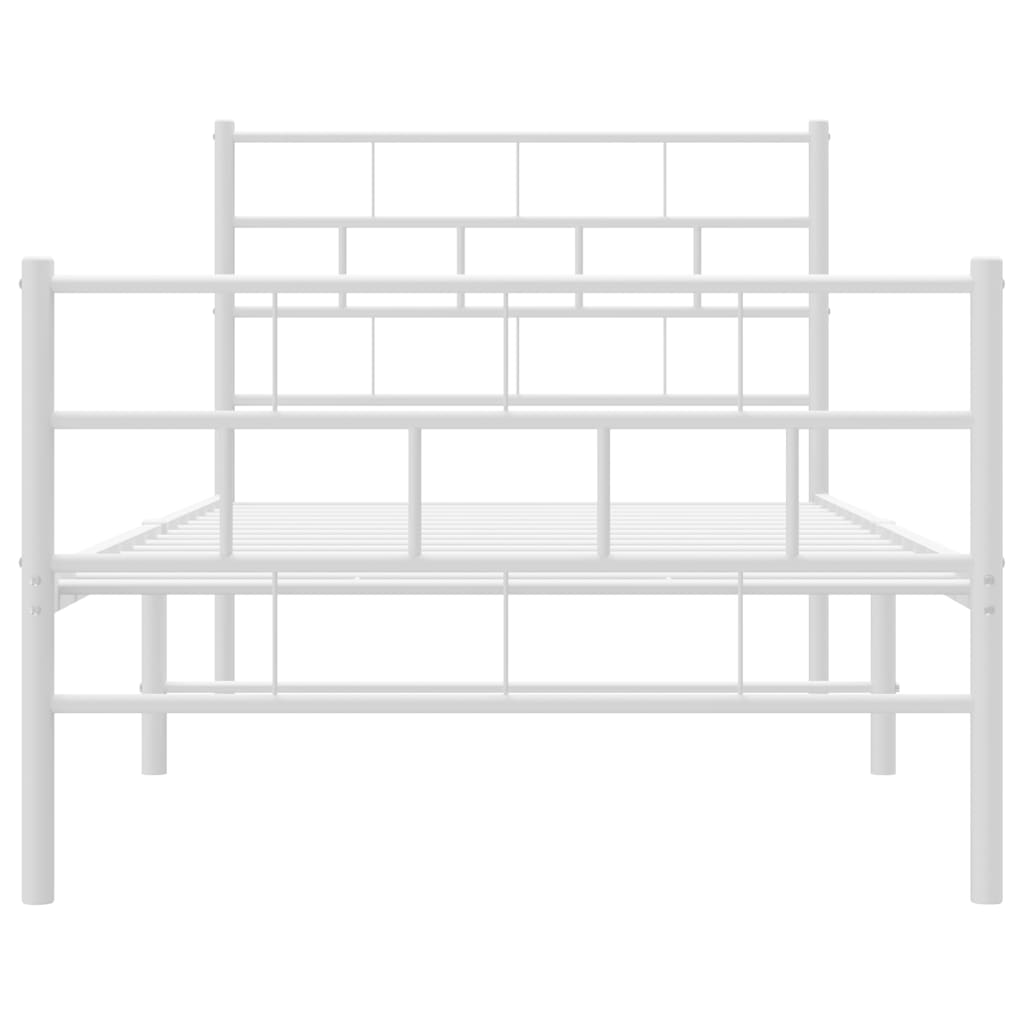 vidaXL Bedframe met hoofd- en voeteneinde metaal wit 107x203 cm