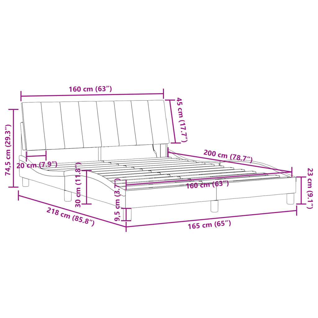 vidaXL Bedframe met LED-verlichting fluweel zwart 160x200 cm