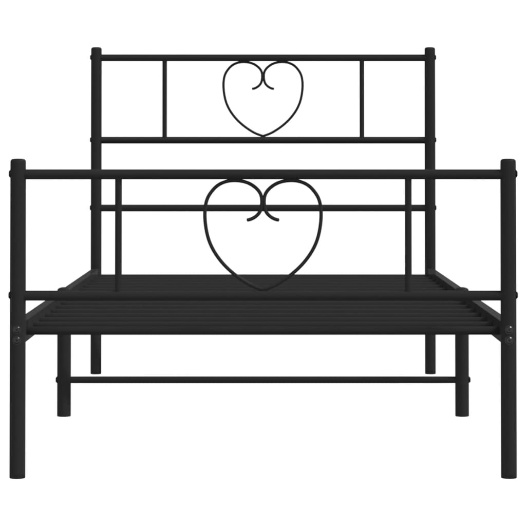 vidaXL Bedframe met hoofd- en voeteneinde metaal zwart 107x203 cm