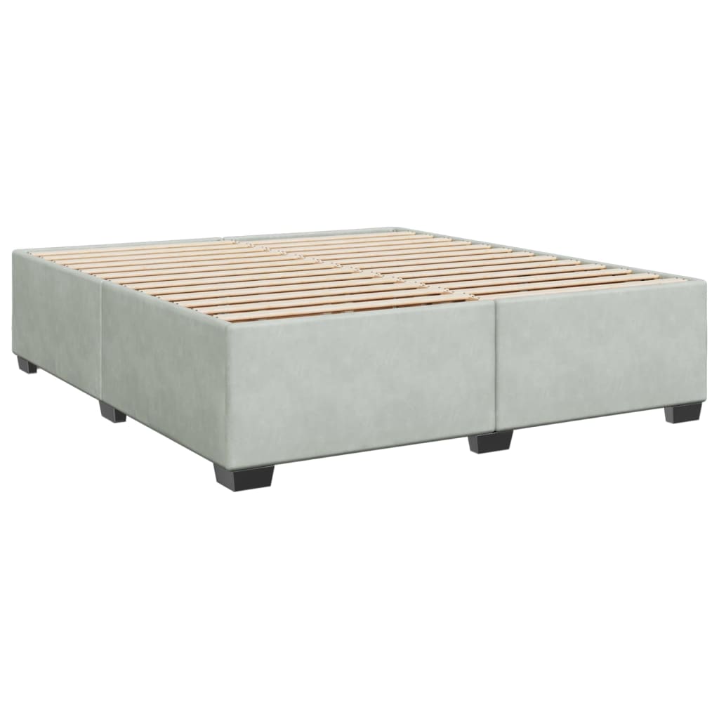 vidaXL Boxspring met matras fluweel lichtgrijs 200x200 cm