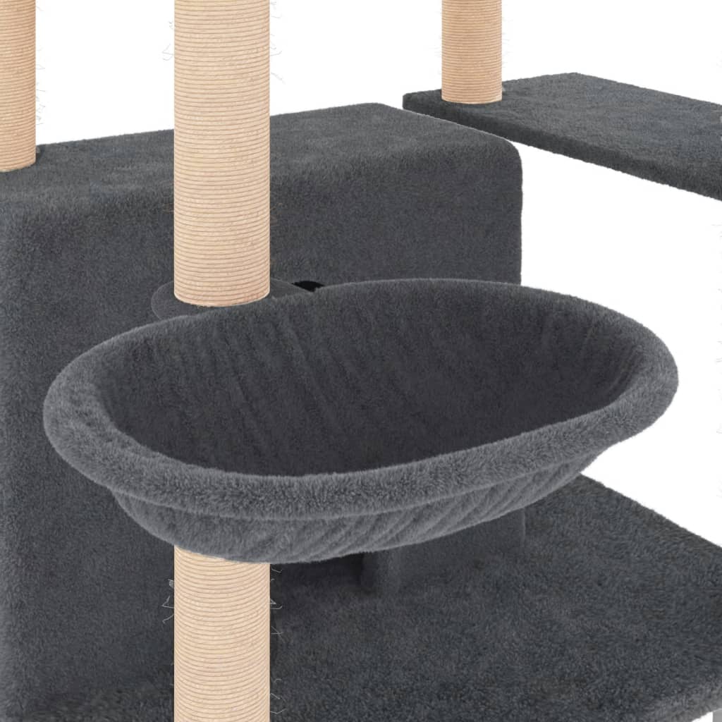 vidaXL Kattenmeubel met sisal krabpalen 166 cm donkergrijs