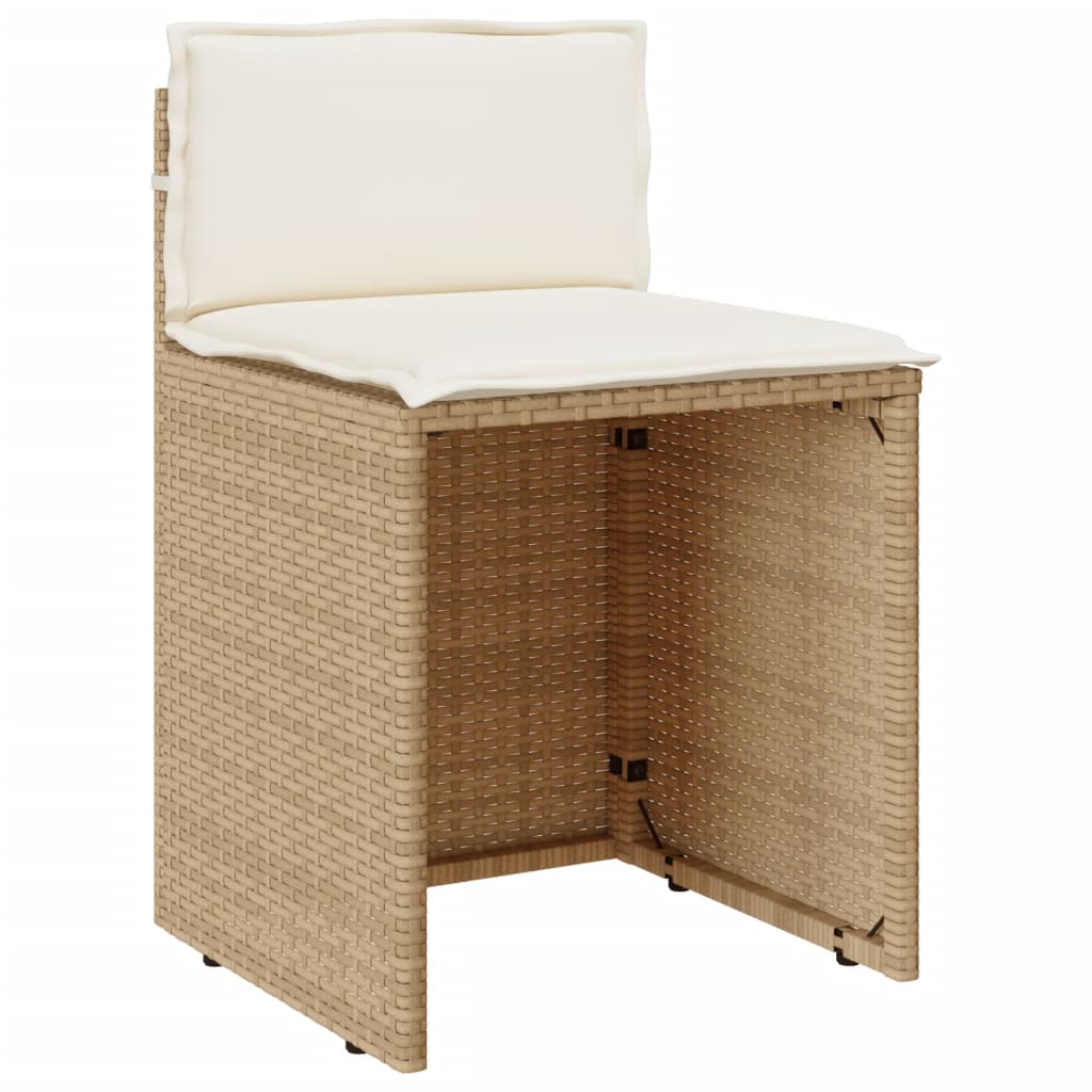 vidaXL 3-delige Bistroset met kussens poly rattan beige