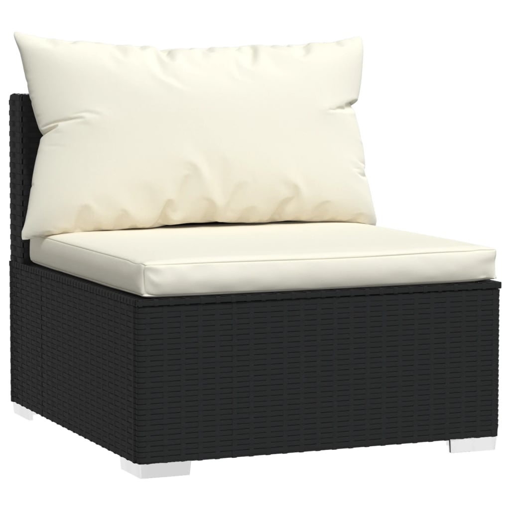 vidaXL 8-delige Loungeset met kussens poly rattan zwart