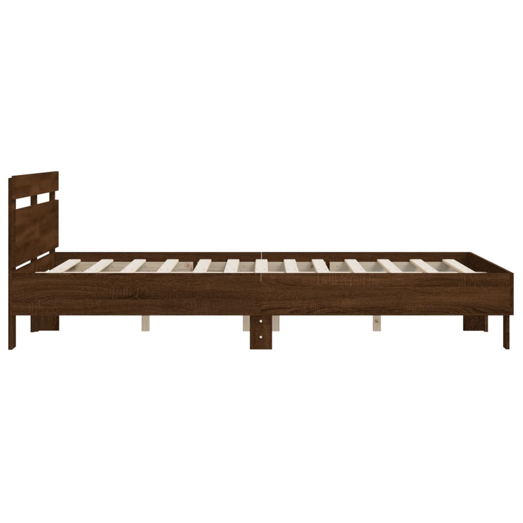 vidaXL Bedframe met hoofdeinde bewerkt hout bruineikenkleur 140x190 cm