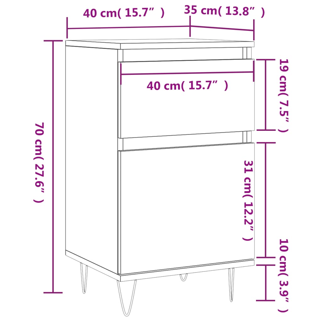 vidaXL Dressoir 40x35x70 cm bewerkt hout grijs sonoma