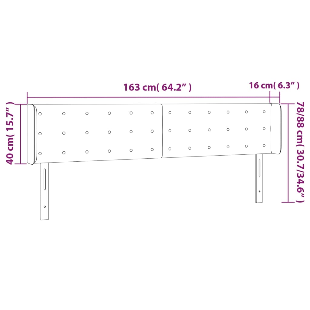 vidaXL Hoofdbord met randen 163x16x78/88 cm stof taupe