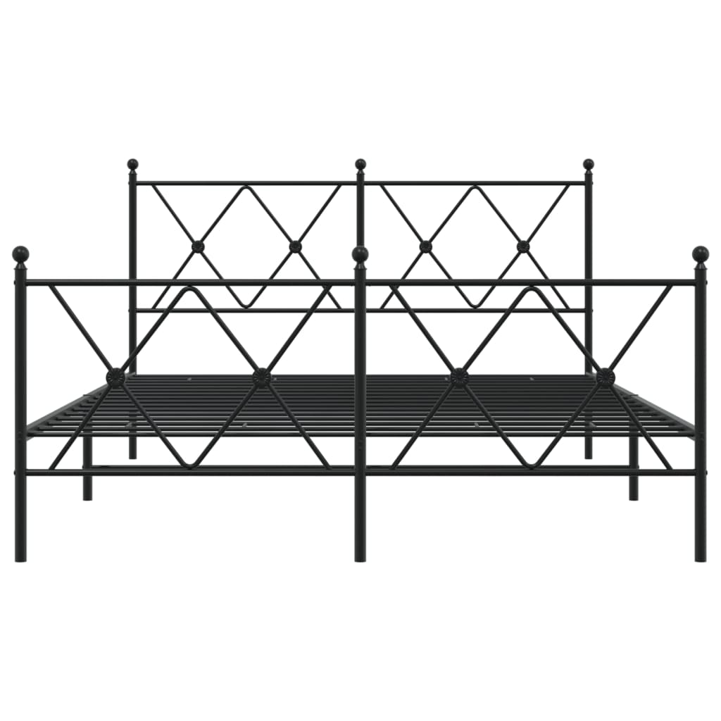 vidaXL Bedframe met hoofd- en voeteneinde metaal zwart 140x190 cm