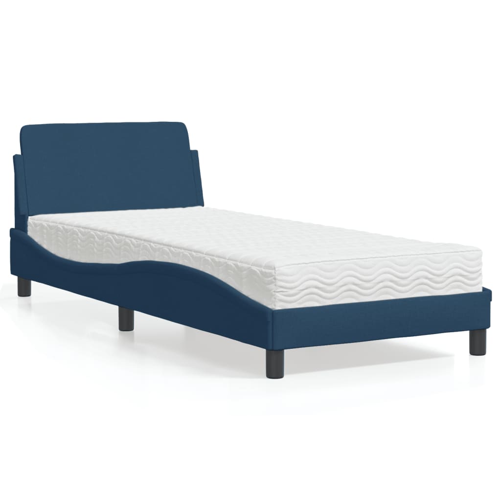 vidaXL Bed met matras stof blauw 90x190 cm