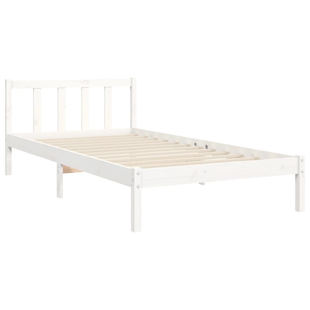 vidaXL Bedframe met hoofdbord massief hout wit 90x200 cm