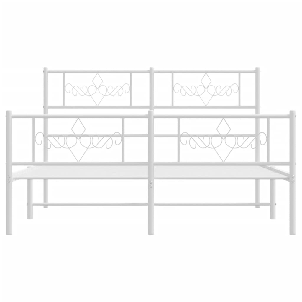 vidaXL Bedframe met hoofd- en voeteneinde metaal wit 140x190 cm