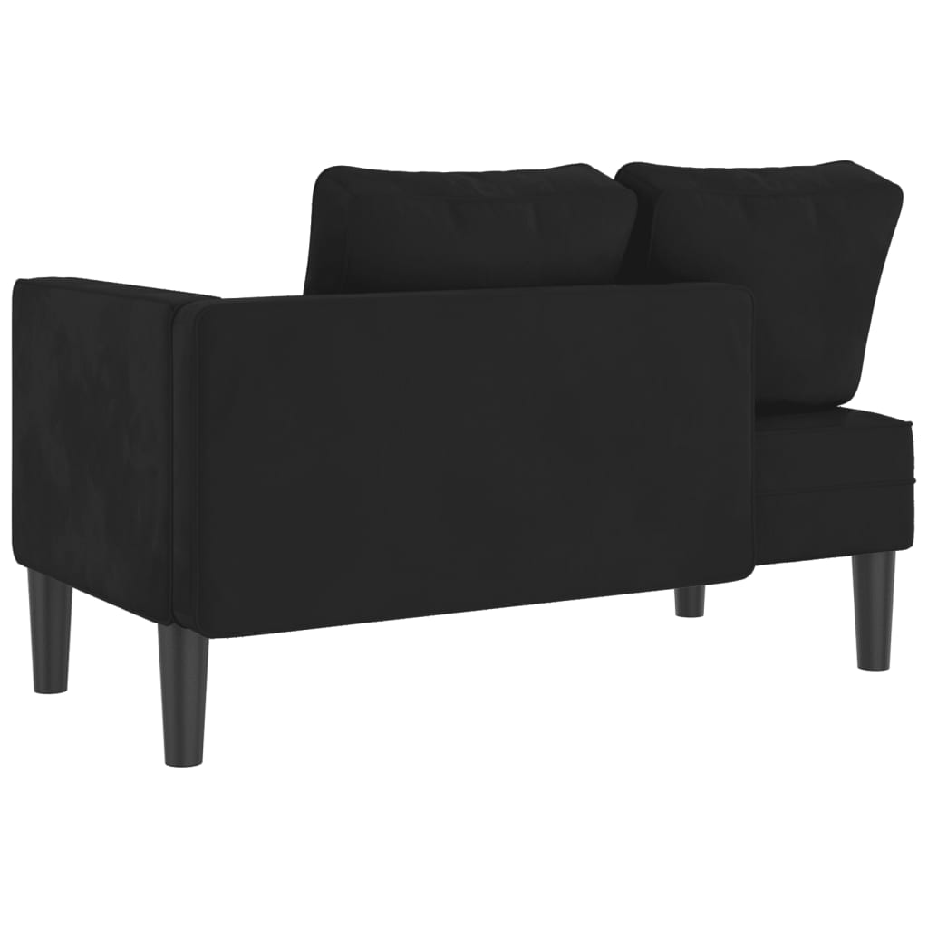 vidaXL Chaise longue met kussens fluweel zwart