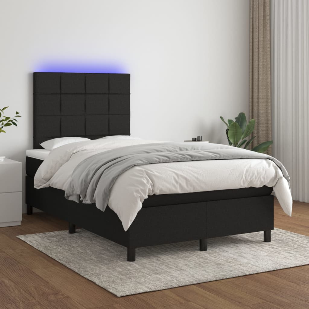 vidaXL Boxspring met matras en LED stof zwart 120x190 cm