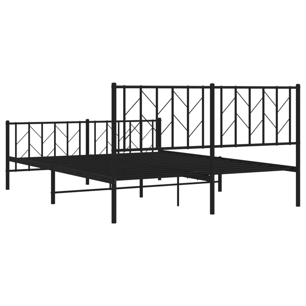 vidaXL Bedframe met hoofd- en voeteneinde metaal zwart 150x200 cm