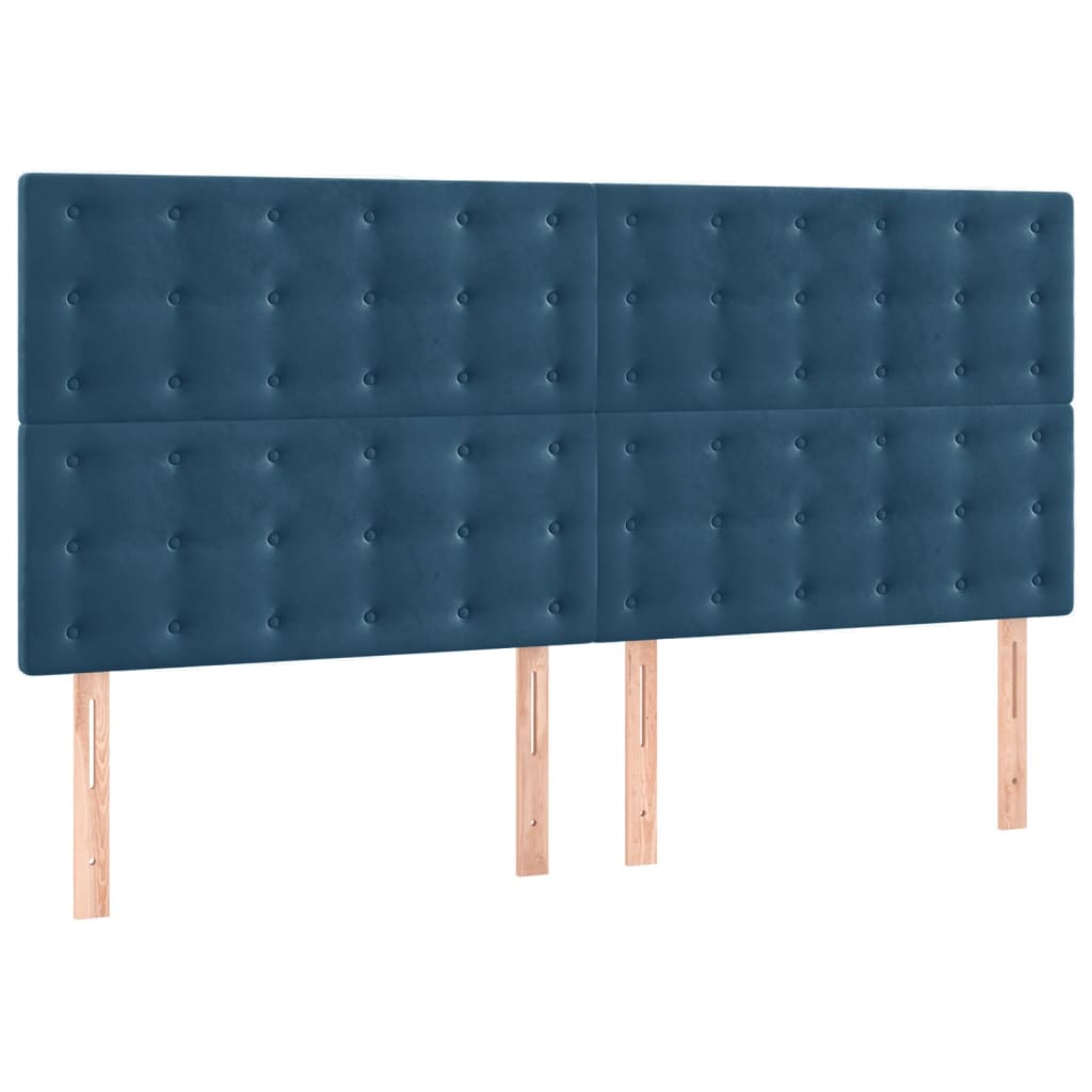 vidaXL Bedframe zonder matras 140x190 cm fluweel donkerblauw