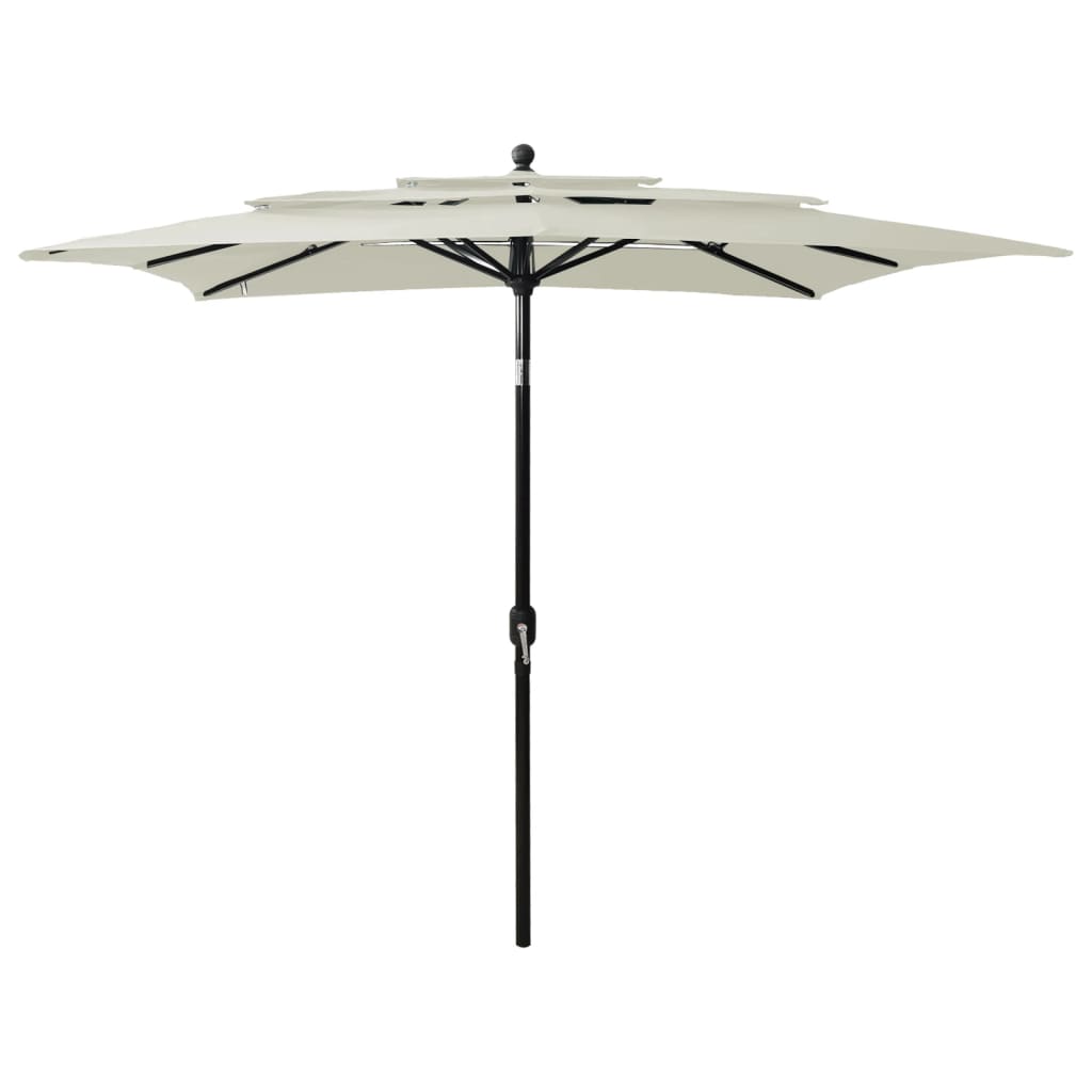 vidaXL Parasol 3-laags met aluminium paal 2,5x2,5 m zandkleurig