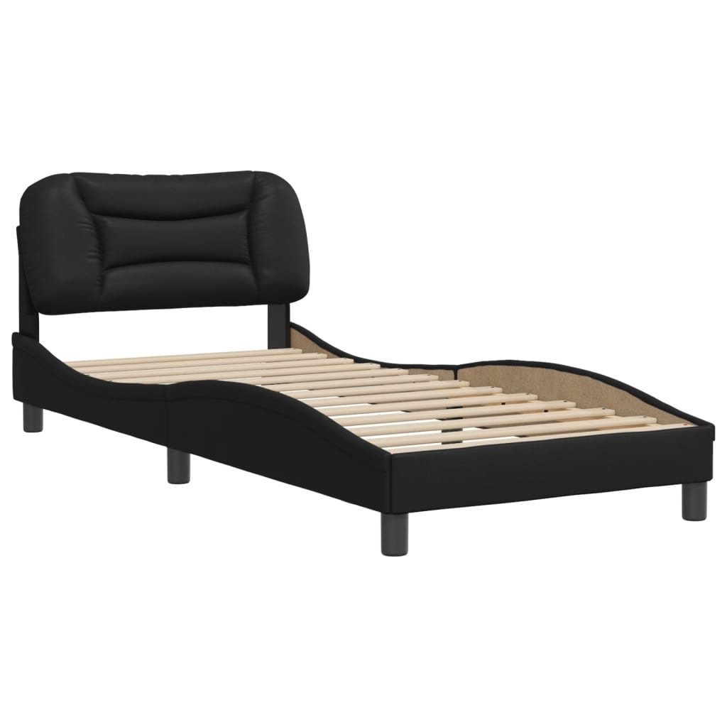 vidaXL Bedframe met hoofdbord kunstleer zwart 90x200 cm