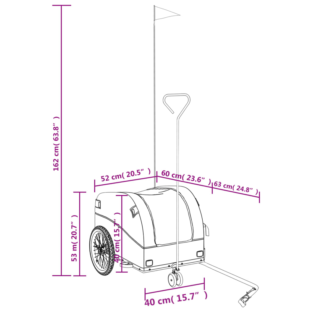 vidaXL Fietstrailer 30 kg ijzer zwart en geel