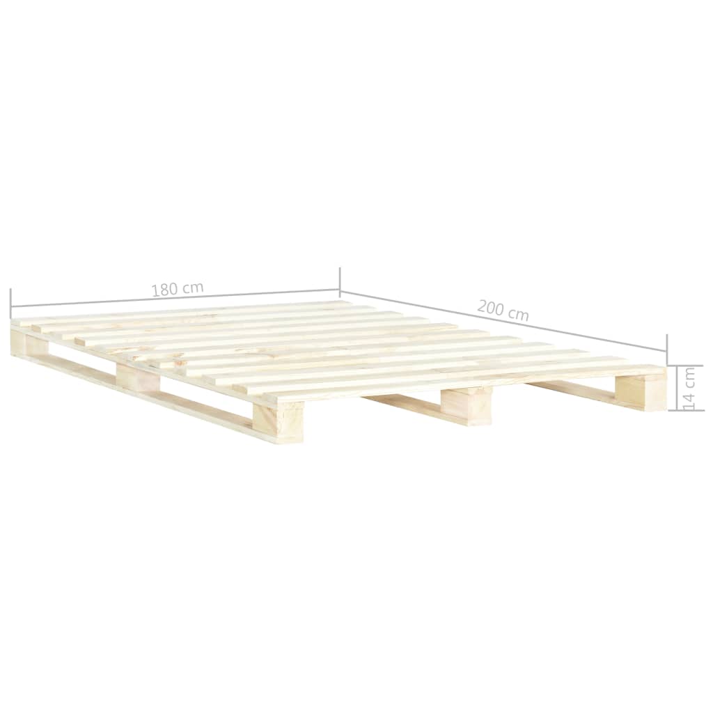 vidaXL Bedframe pallet massief grenenhout 180x200 cm