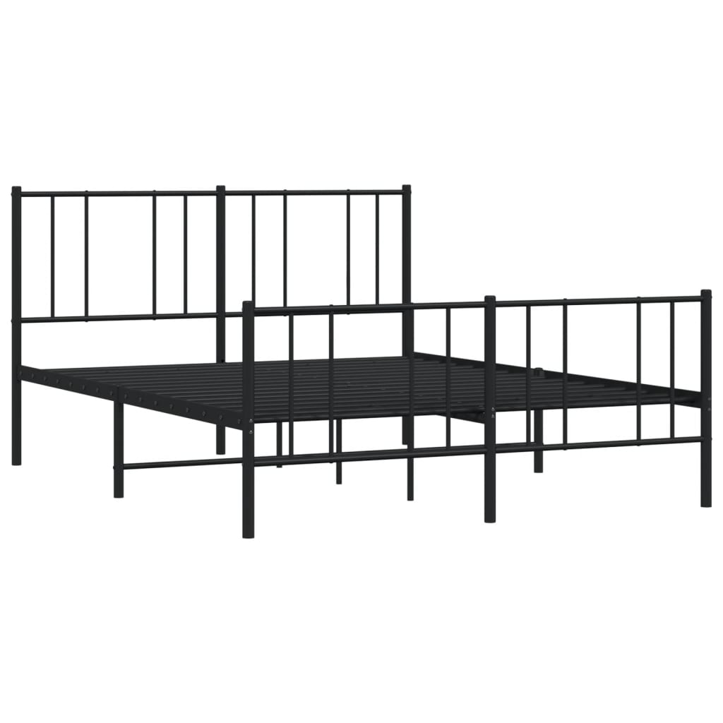 vidaXL Bedframe met hoofd- en voeteneinde metaal zwart 150x200 cm