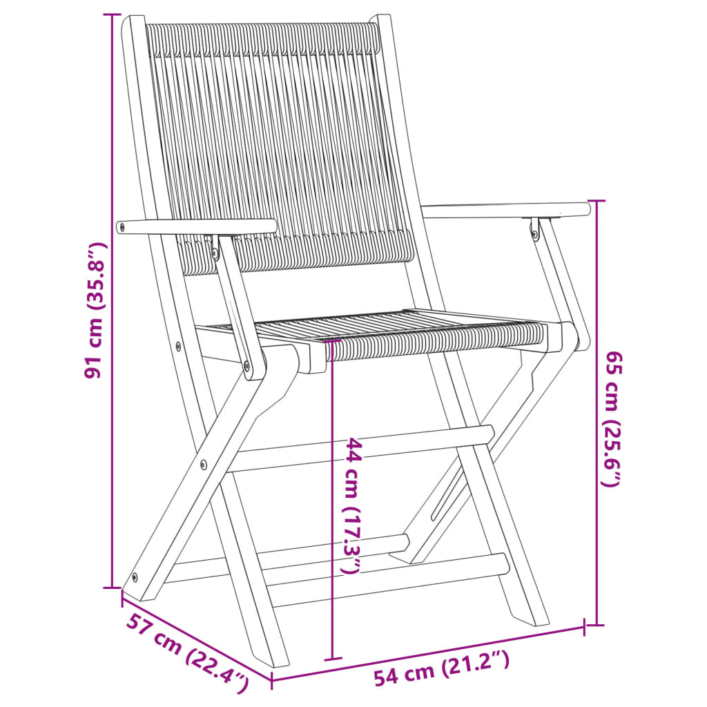 vidaXL Tuinstoelen 2 st massief acaciahout en polypropeen zwart