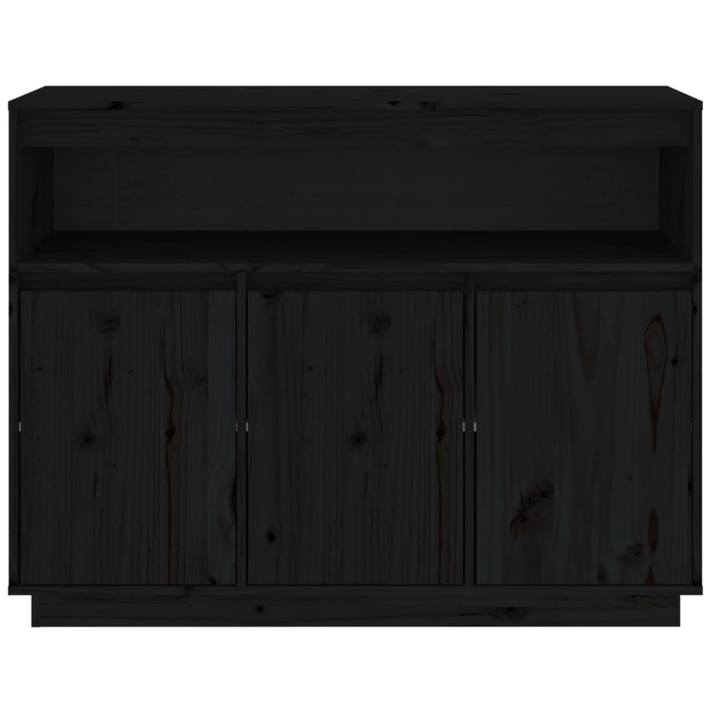 vidaXL Dressoir 104,5x34x80 cm massief grenenhout zwart