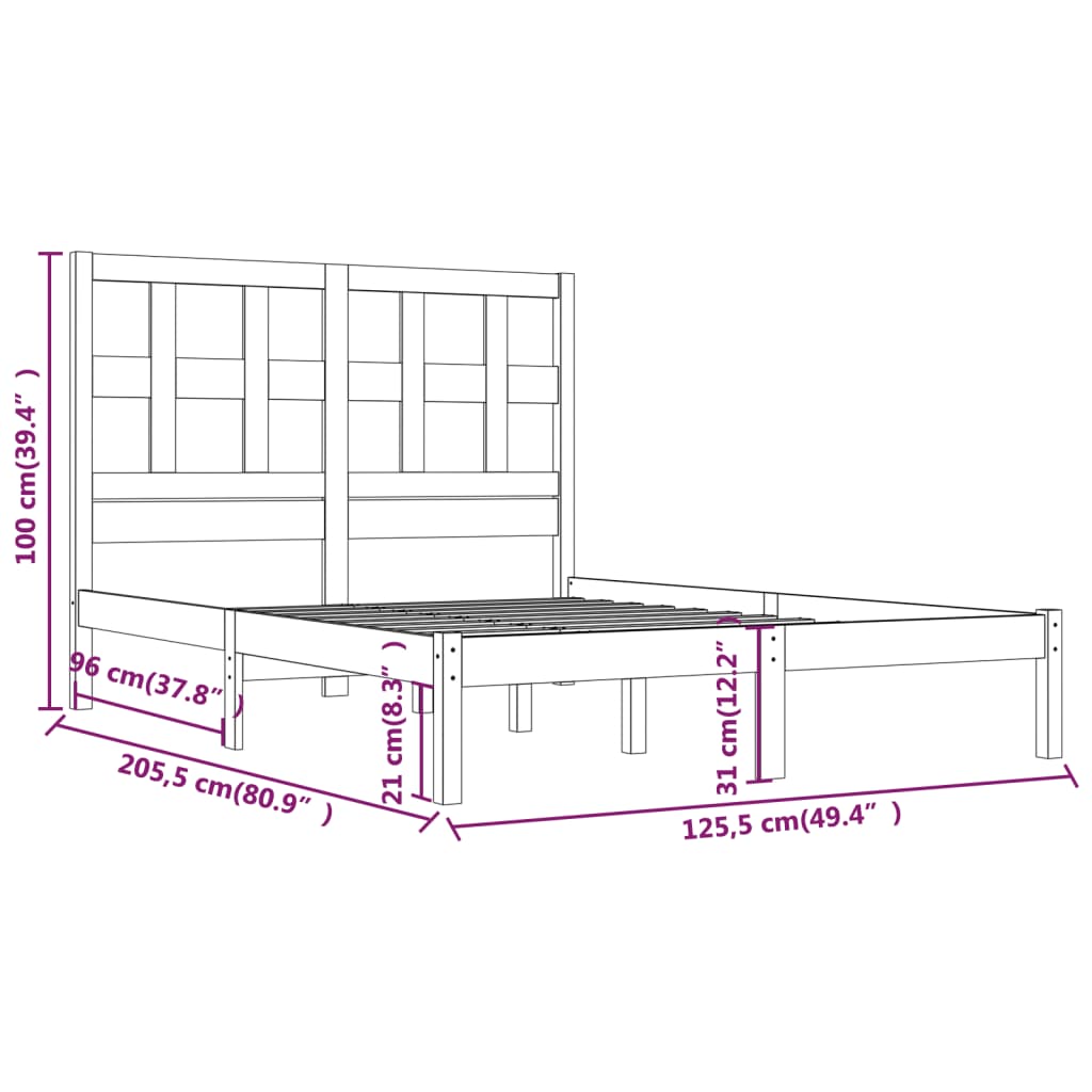 vidaXL Bedframe massief grenenhout wit 120x200 cm