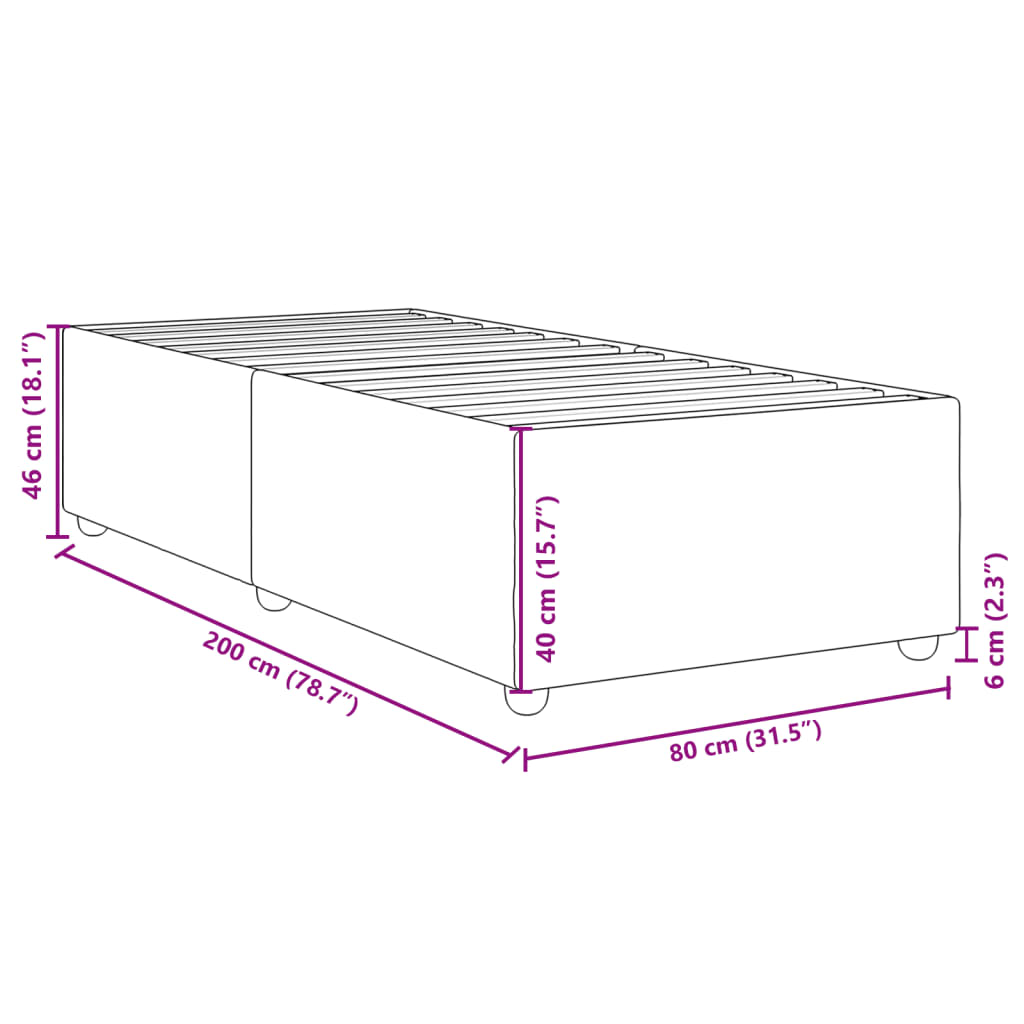 vidaXL Bedframe stof zwart 80x200 cm