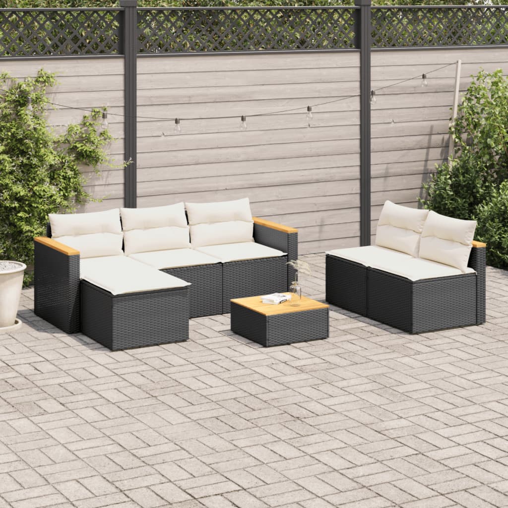 vidaXL 5-delige Loungeset met kussens poly rattan acacia zwart