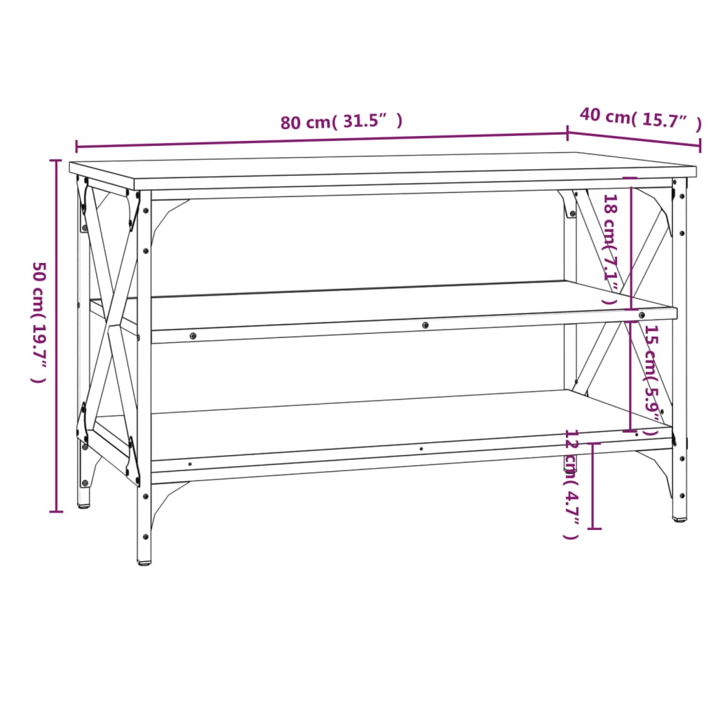 vidaXL Tv-meubel 80x40x50 cm bewerkt hout zwart